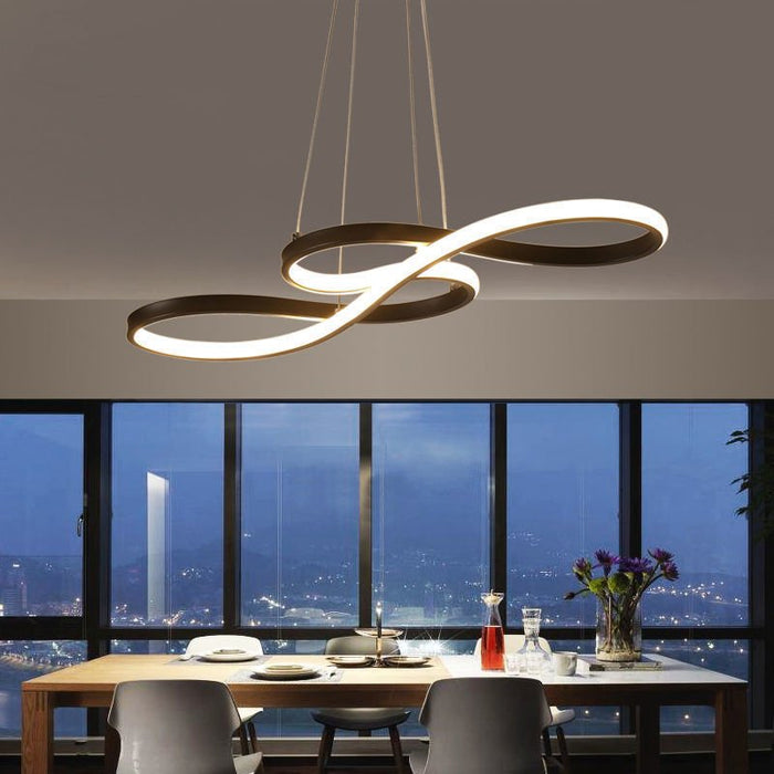 BAMDECOR Modern Black Chandelier Infinity LED Pendant Light Adjustable 3 Color Dimmable for Dining Bar Living Room 75 - 100cm - Amazingooh Wholesale