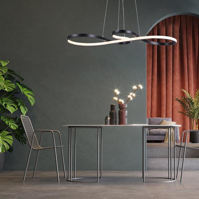BAMDECOR Modern Black Chandelier Infinity LED Pendant Light Adjustable 3 Color Dimmable for Dining Bar Living Room 75 - 100cm - Amazingooh Wholesale