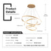 BAMDECOR Modern LED Chandelier, Dimmable Pendant Light with Remote Control Rings Round Ceiling Lighting Fixture 3 Color Temperatures Contemporary Chandeliers (3 Rings - Gold) - Amazingooh Wholesale
