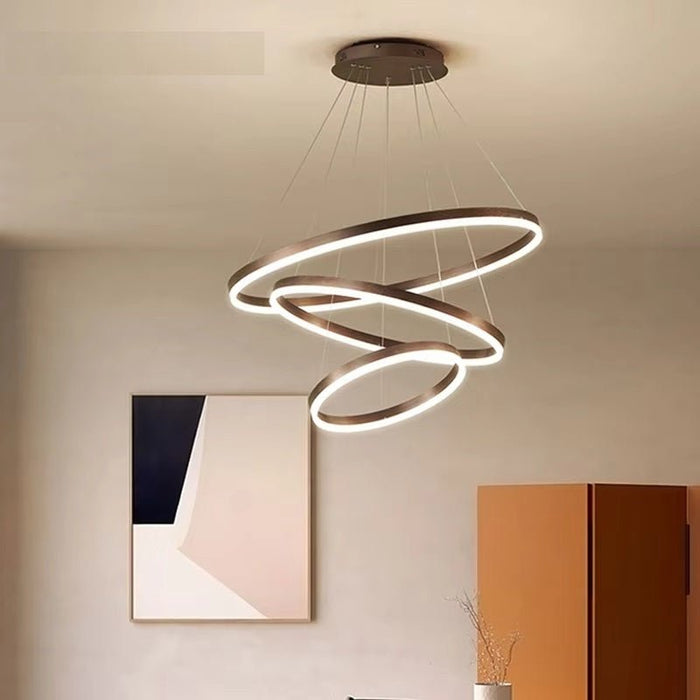 BAMDECOR Modern LED Chandelier, Dimmable Pendant Light with Remote Control Rings Round Ceiling Lighting Fixture 3 Color Temperatures Contemporary Chandeliers (3 Rings - Black) - Amazingooh Wholesale