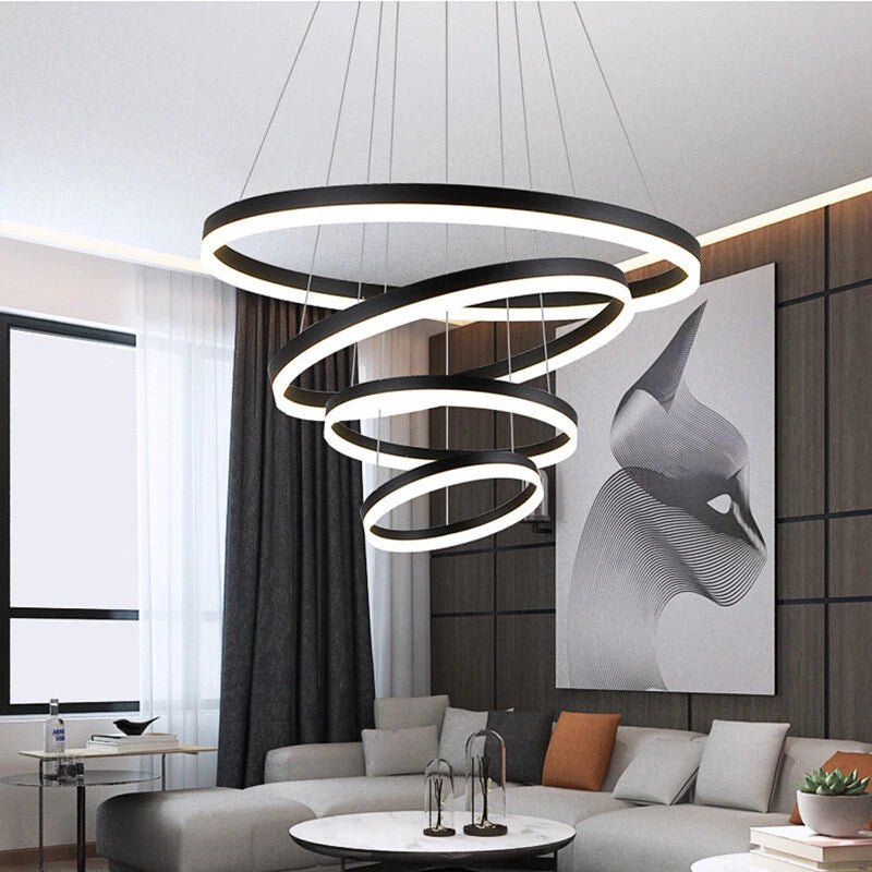 BAMDECOR Modern LED Chandelier, Dimmable Pendant Light with Remote ...