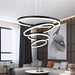 BAMDECOR Modern LED Chandelier, Dimmable Pendant Light with Remote Control Rings Round Ceiling Lighting Fixture 3 Color Temperatures Contemporary Chandeliers (4 Rings - Black) - Amazingooh Wholesale