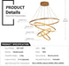 BAMDECOR Modern LED Chandelier, Dimmable Pendant Light with Remote Control Rings Round Ceiling Lighting Fixture 3 Color Temperatures Contemporary Chandeliers (4 Rings - Gold) - Amazingooh Wholesale