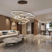 BAMDECOR Modern LED Chandelier, Dimmable Pendant Light with Remote Control Rings Round Ceiling Lighting Fixture 3 Color Temperatures Contemporary Chandeliers (4 Rings - Black) - Amazingooh Wholesale