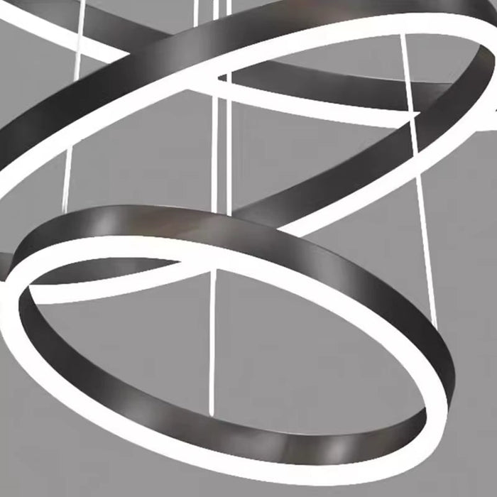 BAMDECOR Modern LED Chandelier, Dimmable Pendant Light with Remote Control Rings Round Ceiling Lighting Fixture 3 Color Temperatures Contemporary Chandeliers (5 Rings - Black) - Amazingooh Wholesale