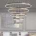 BAMDECOR Modern LED Chandelier, Dimmable Pendant Light with Remote Control Rings Round Ceiling Lighting Fixture 3 Color Temperatures Contemporary Chandeliers (5 Rings - Black) - Amazingooh Wholesale