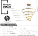 BAMDECOR Modern LED Chandelier, Dimmable Pendant Light with Remote Control Rings Round Ceiling Lighting Fixture 3 Color Temperatures Contemporary Chandeliers (5 Rings - Gold) - Amazingooh Wholesale