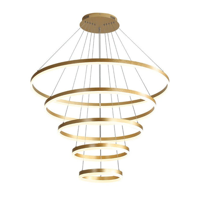 BAMDECOR Modern LED Chandelier, Dimmable Pendant Light with Remote Control Rings Round Ceiling Lighting Fixture 3 Color Temperatures Contemporary Chandeliers (5 Rings - Gold) - Amazingooh Wholesale