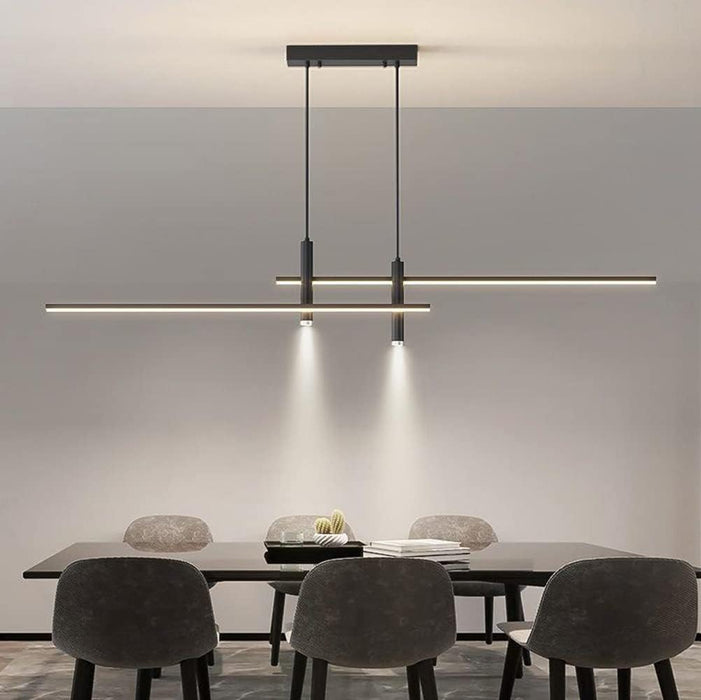 BAMDECOR Modern Linear LED Pendant Light Adjustable 3 Color Dimmable Remote Control for Dining Bar Living Room 120cm - Amazingooh Wholesale