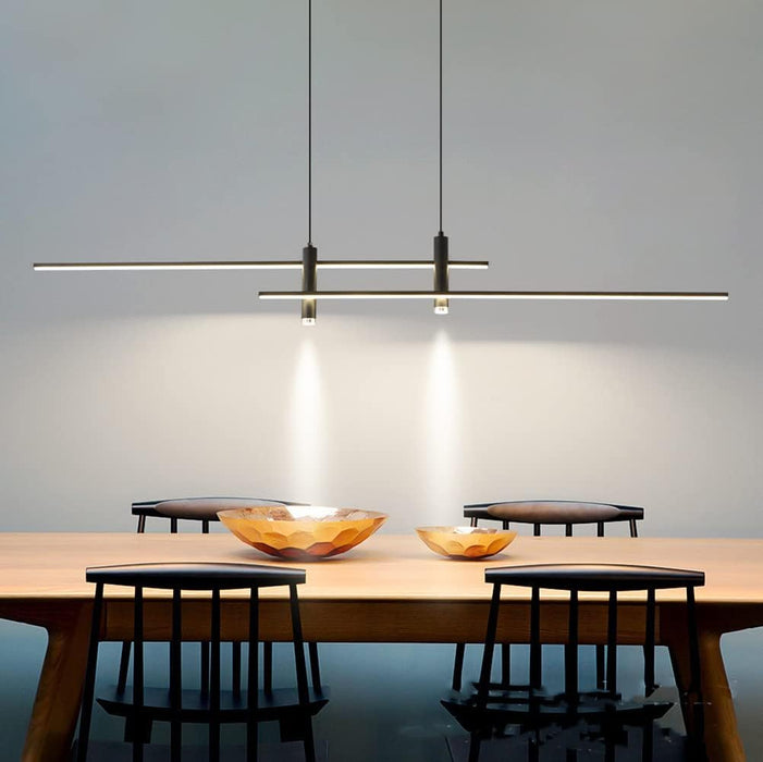 BAMDECOR Modern Linear LED Pendant Light Adjustable 3 Color Dimmable Remote Control for Dining Bar Living Room 120cm - Amazingooh Wholesale