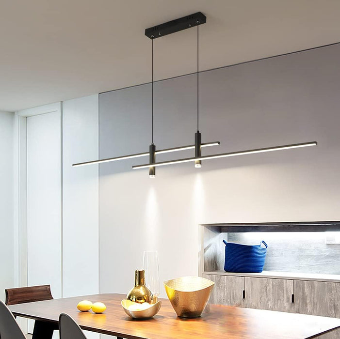 BAMDECOR Modern Linear LED Pendant Light Adjustable 3 Color Dimmable Remote Control for Dining Bar Living Room 120cm - Amazingooh Wholesale