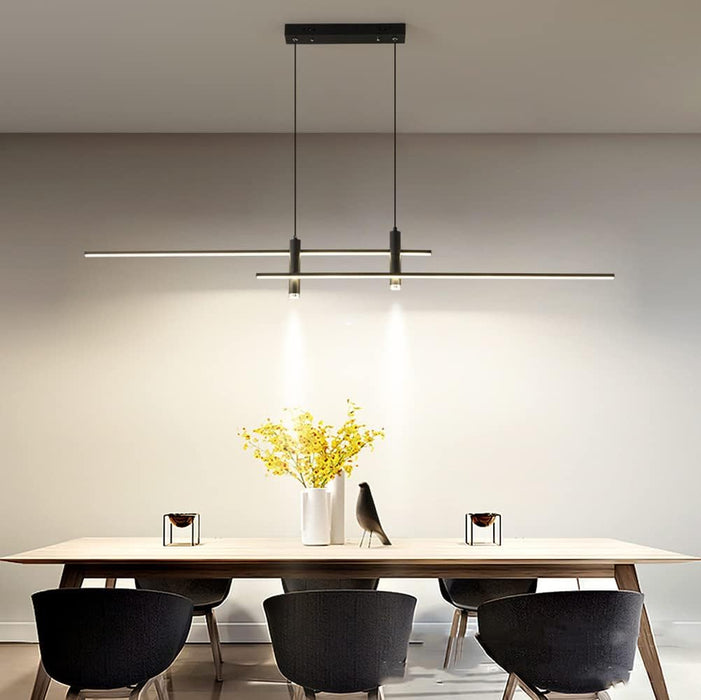 BAMDECOR Modern Linear LED Pendant Light Adjustable 3 Color Dimmable Remote Control for Dining Bar Living Room 120cm - Amazingooh Wholesale