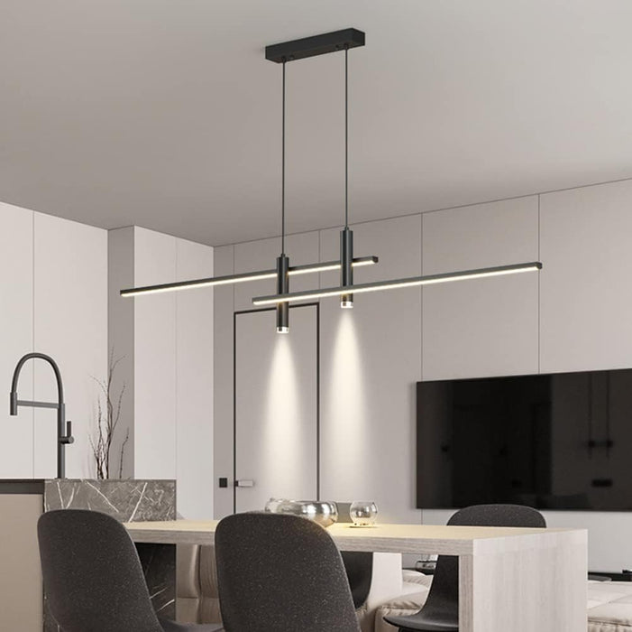 BAMDECOR Modern Linear LED Pendant Light Adjustable 3 Color Dimmable Remote Control for Dining Bar Living Room 120cm - Amazingooh Wholesale