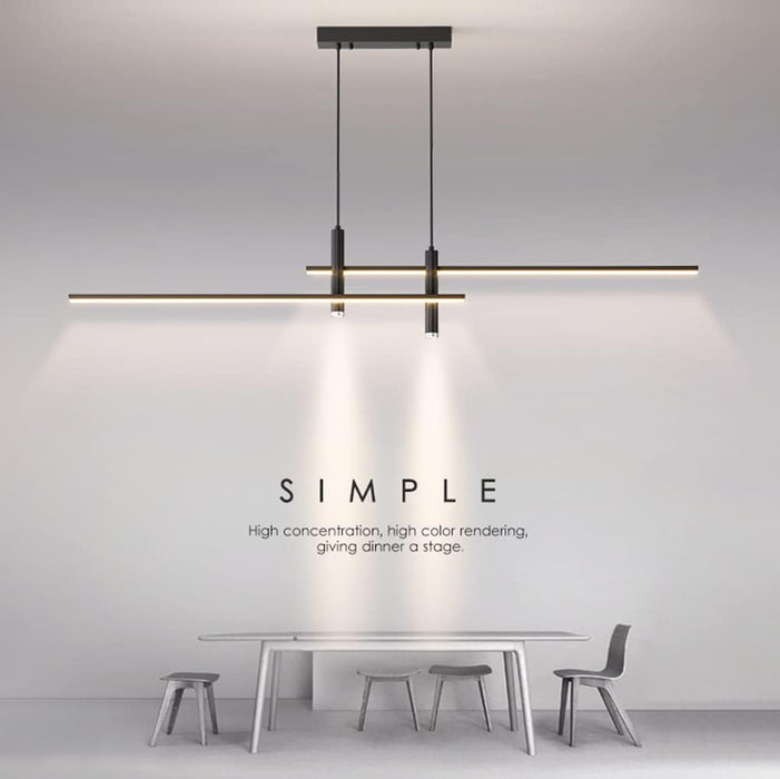BAMDECOR Modern Linear LED Pendant Light Adjustable 3 Color Dimmable Remote Control for Dining Bar Living Room 120cm - Amazingooh Wholesale