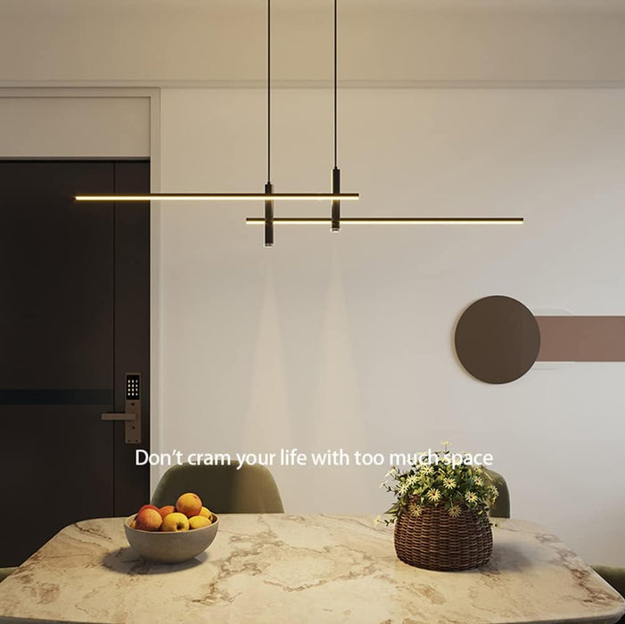 BAMDECOR Modern Linear LED Pendant Light Adjustable 3 Color Dimmable Remote Control for Dining Bar Living Room 120cm - Amazingooh Wholesale