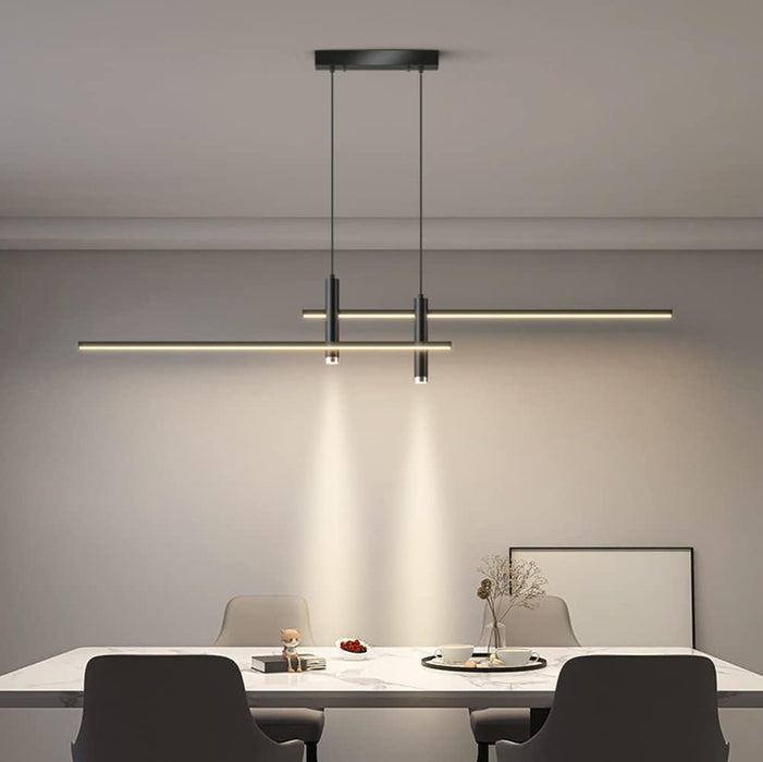 BAMDECOR Modern Linear LED Pendant Light Adjustable 3 Color Dimmable Remote Control for Dining Bar Living Room 120cm - Amazingooh Wholesale