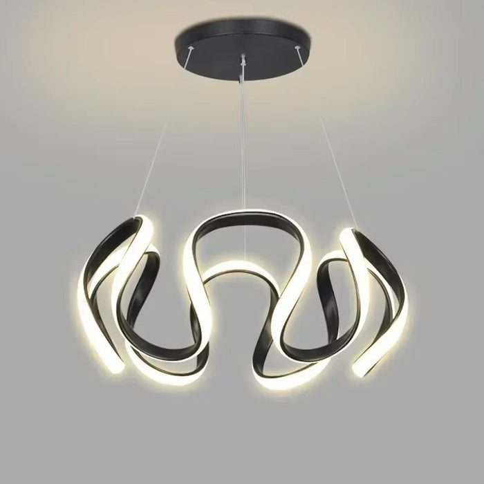 BAMDECOR Modern Pendant Light Chic Circular LED Chandelier Dimmable Irregular Hangning Lighting Adjustable Contemporary Droplight for Living Dining Room Bedroom (Black) - Amazingooh Wholesale