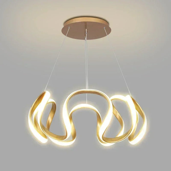 BAMDECOR Modern Pendant Light Chic Circular LED Chandelier Dimmable Irregular Hangning Lighting Adjustable Contemporary Droplight for Living Dining Room Bedroom (Gold) - Amazingooh Wholesale