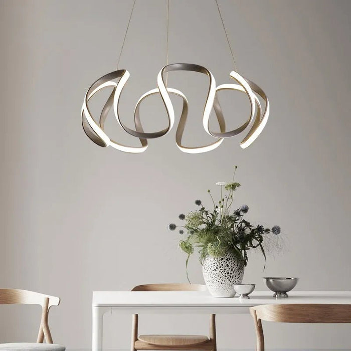 BAMDECOR Modern Pendant Light Chic Circular LED Chandelier Dimmable Irregular Hangning Lighting Adjustable Contemporary Droplight for Living Dining Room Bedroom (Black) - Amazingooh Wholesale