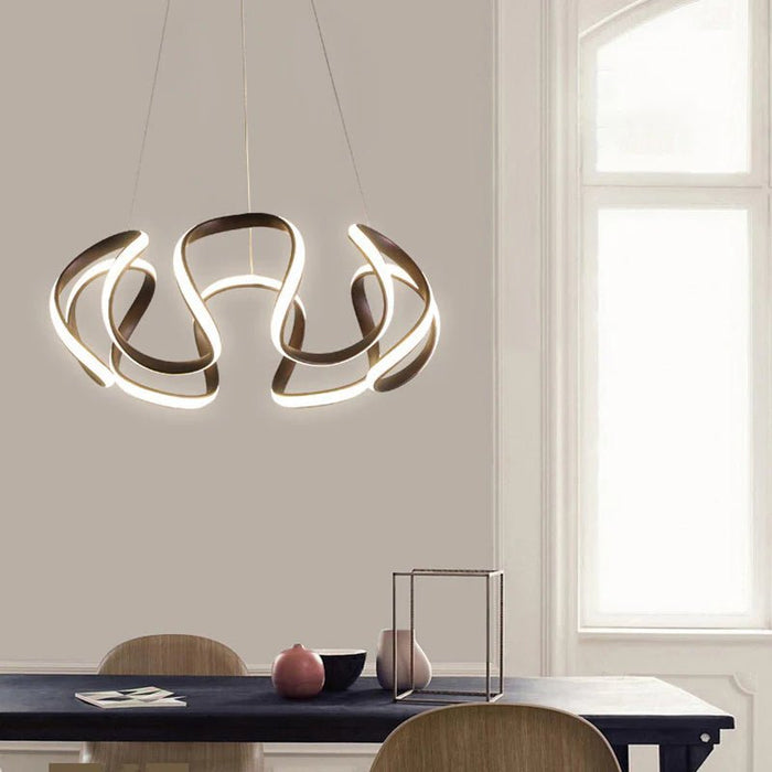BAMDECOR Modern Pendant Light Chic Circular LED Chandelier Dimmable Irregular Hangning Lighting Adjustable Contemporary Droplight for Living Dining Room Bedroom (Black) - Amazingooh Wholesale