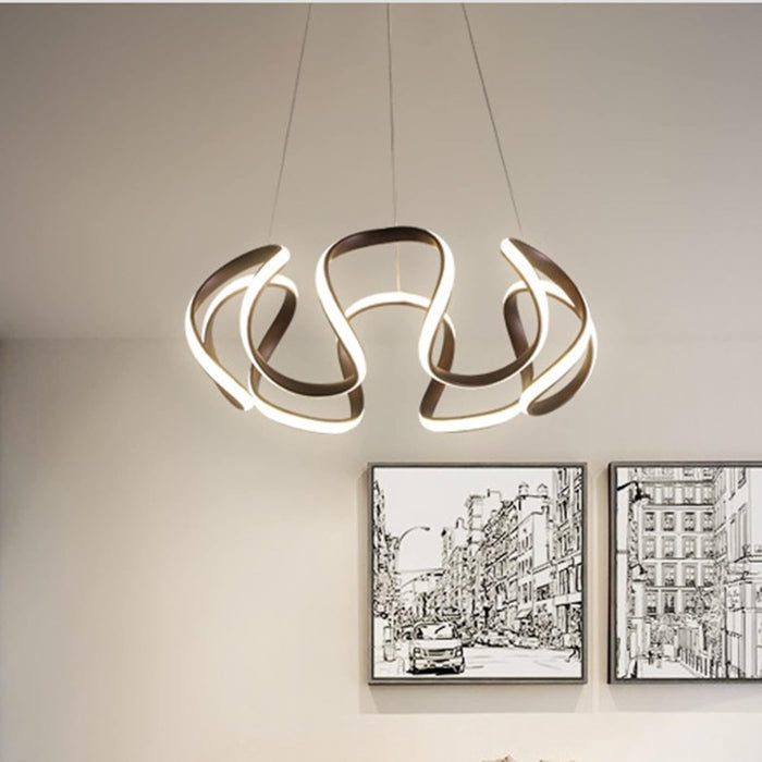 BAMDECOR Modern Pendant Light Chic Circular LED Chandelier Dimmable Irregular Hangning Lighting Adjustable Contemporary Droplight for Living Dining Room Bedroom (Black) - Amazingooh Wholesale