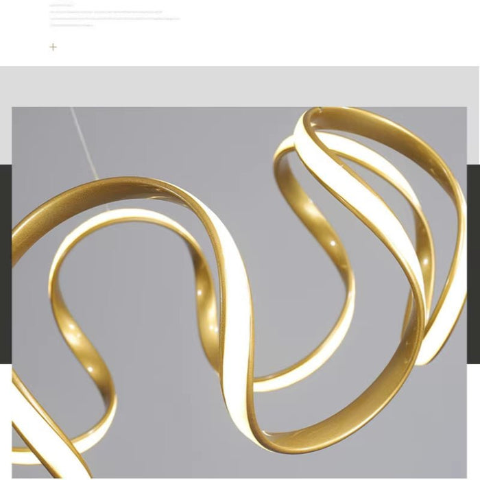 BAMDECOR Modern Pendant Light Chic Circular LED Chandelier Dimmable Irregular Hangning Lighting Adjustable Contemporary Droplight for Living Dining Room Bedroom (Gold) - Amazingooh Wholesale