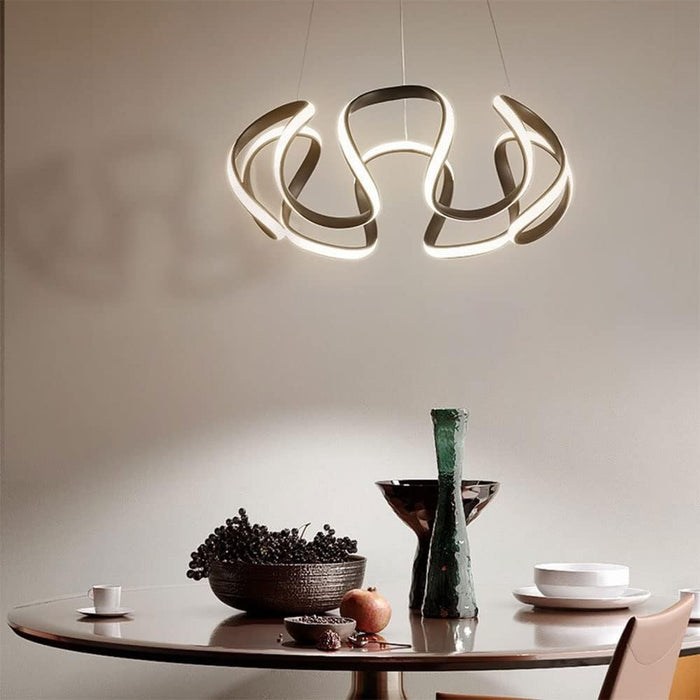 BAMDECOR Modern Pendant Light Chic Circular LED Chandelier Dimmable Irregular Hangning Lighting Adjustable Contemporary Droplight for Living Dining Room Bedroom (Black) - Amazingooh Wholesale