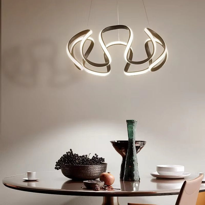 BAMDECOR Modern Pendant Light Chic Circular LED Chandelier Dimmable Irregular Hangning Lighting Adjustable Contemporary Droplight for Living Dining Room Bedroom (Black) - Amazingooh Wholesale