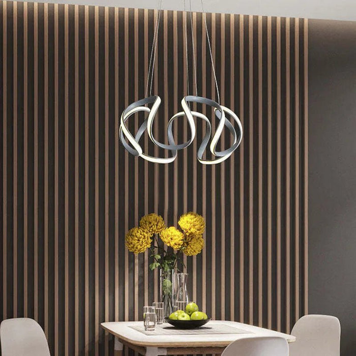 BAMDECOR Modern Pendant Light Chic Circular LED Chandelier Dimmable Irregular Hangning Lighting Adjustable Contemporary Droplight for Living Dining Room Bedroom (Black) - Amazingooh Wholesale