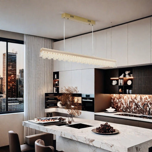 BAMDECOR Nordic Dual Linear Dimmable Acrylic Kitchen Dining Table Pendant Light Minimalist Modern Lighting (Gold - Wave) - Amazingooh Wholesale