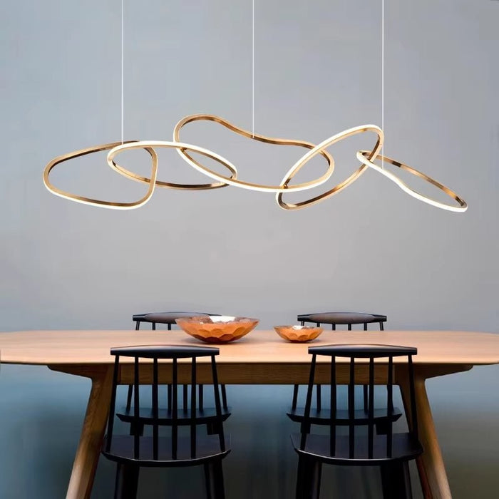 BAMDECOR Nordic Minimalist Rose Gold LED Pendant Light Adjustable Modern Ring Chandelier for Dining Room and Bar - Amazingooh Wholesale