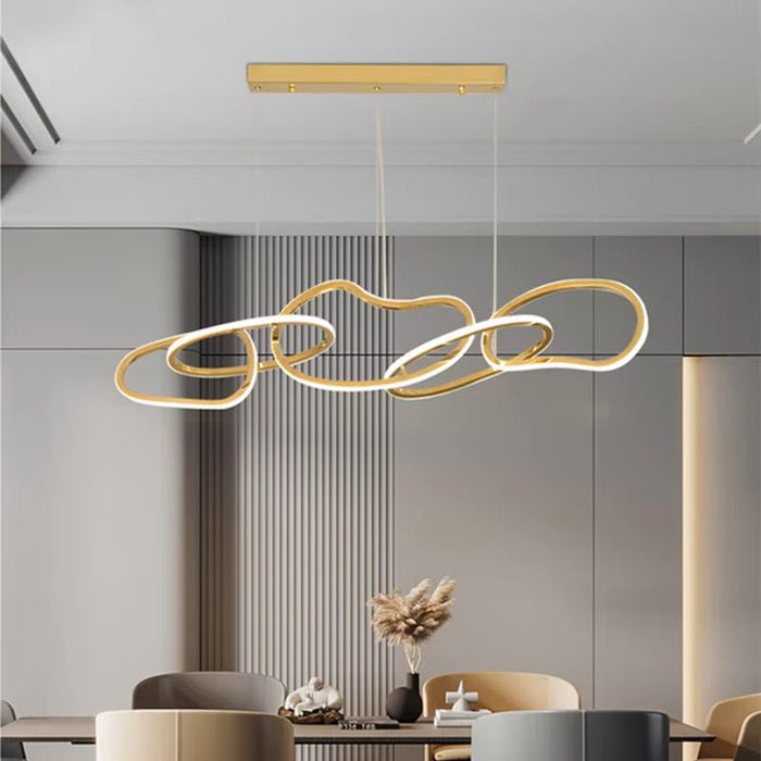BAMDECOR Nordic Minimalist Titanum Gold LED Pendant Light Adjustable Modern Ring Chandelier for Dining Room and Bar - Amazingooh Wholesale