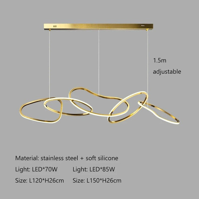 BAMDECOR Nordic Minimalist Titanum Gold LED Pendant Light Adjustable Modern Ring Chandelier for Dining Room and Bar - Amazingooh Wholesale