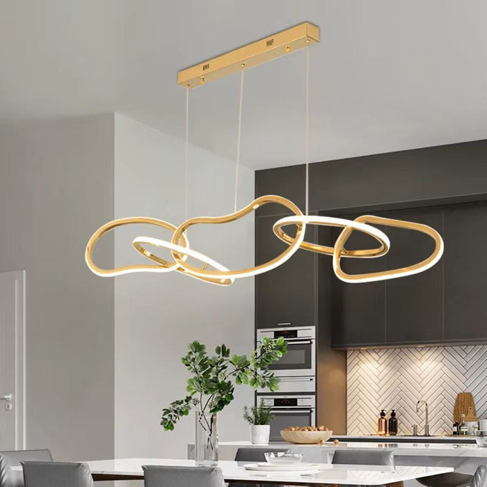 BAMDECOR Nordic Minimalist Titanum Gold LED Pendant Light Adjustable Modern Ring Chandelier for Dining Room and Bar - Amazingooh Wholesale