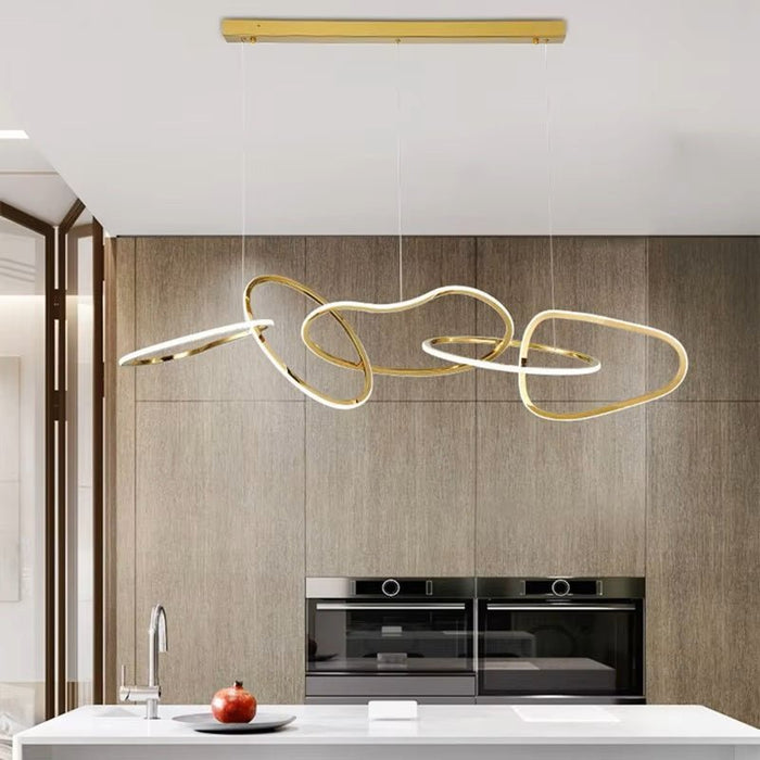 BAMDECOR Nordic Minimalist Titanum Gold LED Pendant Light Adjustable Modern Ring Chandelier for Dining Room and Bar - Amazingooh Wholesale