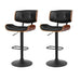 BELLAGIO Bar Stools Gas Lift Leather All Black x2 - Amazingooh Wholesale