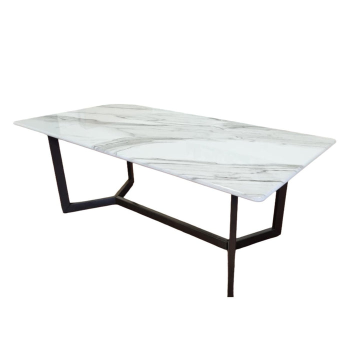 Calacatta White 120x60cm Minimalist Sintered Stone Coffee Table Tea Table Living Room Rectangle Cocktail Side Table Solid Metal Legs - Amazingooh Wholesale