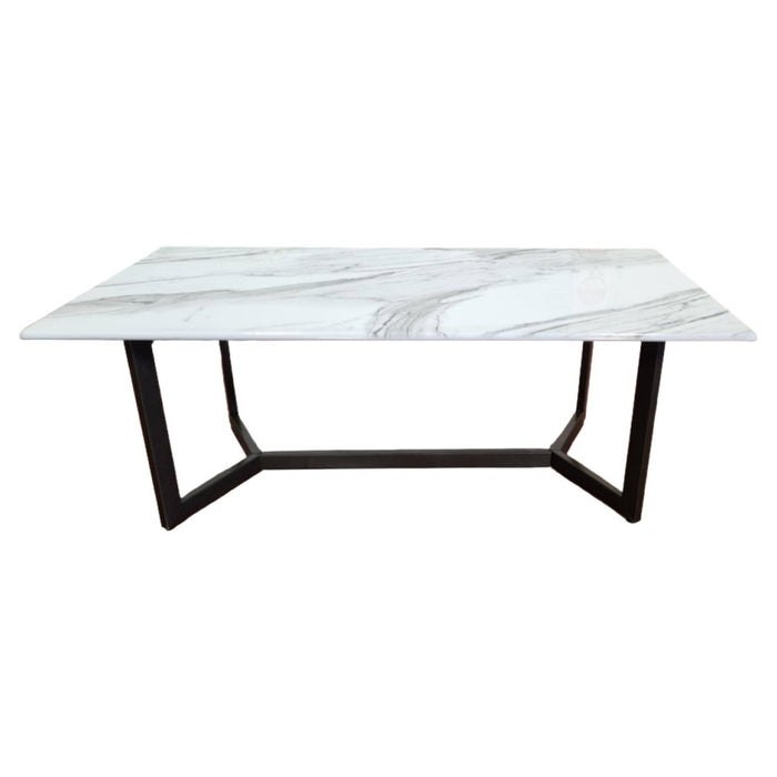 Calacatta White 120x60cm Minimalist Sintered Stone Coffee Table Tea Table Living Room Rectangle Cocktail Side Table Solid Metal Legs - Amazingooh Wholesale