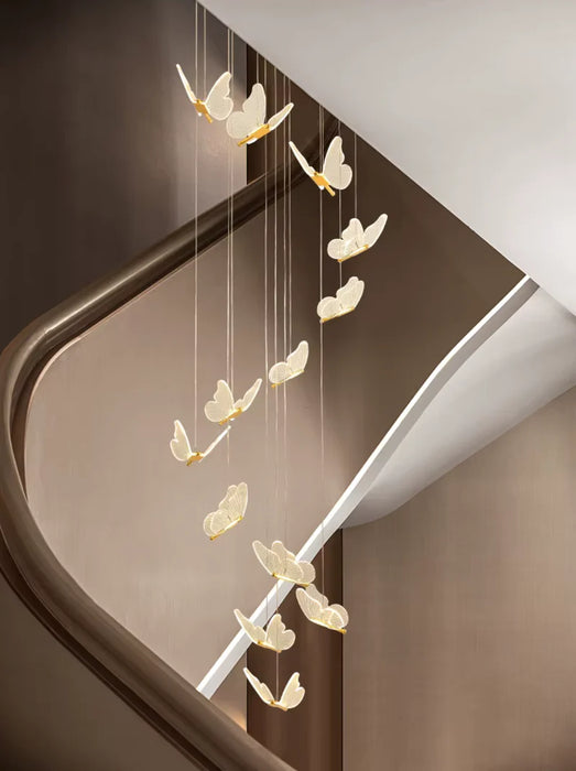 BAMDECOR LT05 13 Nordic Butterfly Luxury Chandeliers Pendant Lights for Villa Stair Home Decoration Modern Style Exquisite Chandelier (Gold)