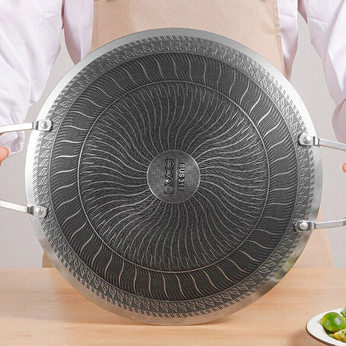 Honeycomb Non - Stick Grill Skewer Plate, 316 Stainless Steel, Portable Barbecue Grill with Handle, Universal Induction Cooktop Compatible, Round Shape, Outdoor Camping BBQ Accessory - Amazingooh Wholesale