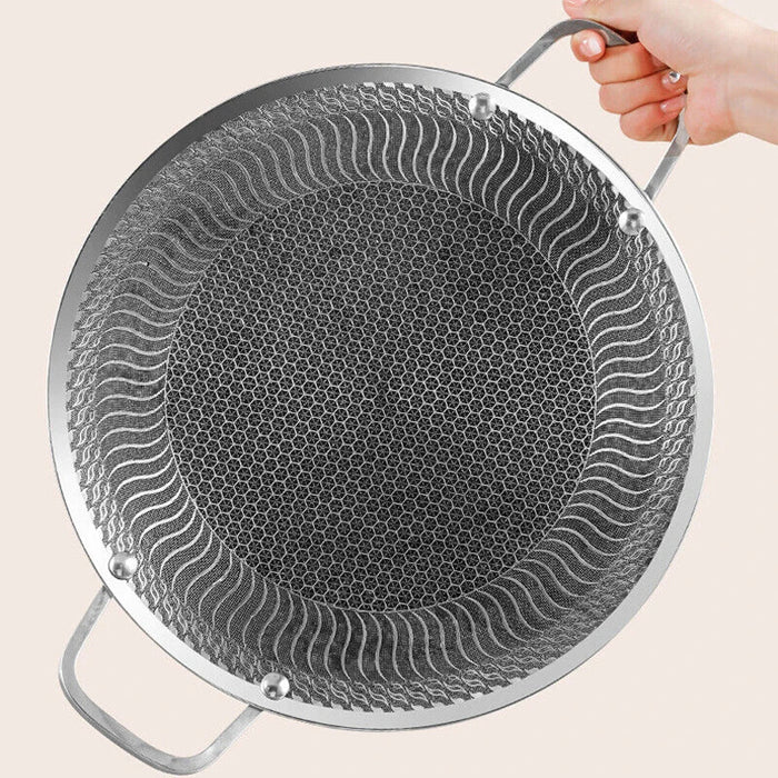 Honeycomb Non - Stick Grill Skewer Plate, 316 Stainless Steel, Portable Barbecue Grill with Handle, Universal Induction Cooktop Compatible, Round Shape, Outdoor Camping BBQ Accessory - Amazingooh Wholesale