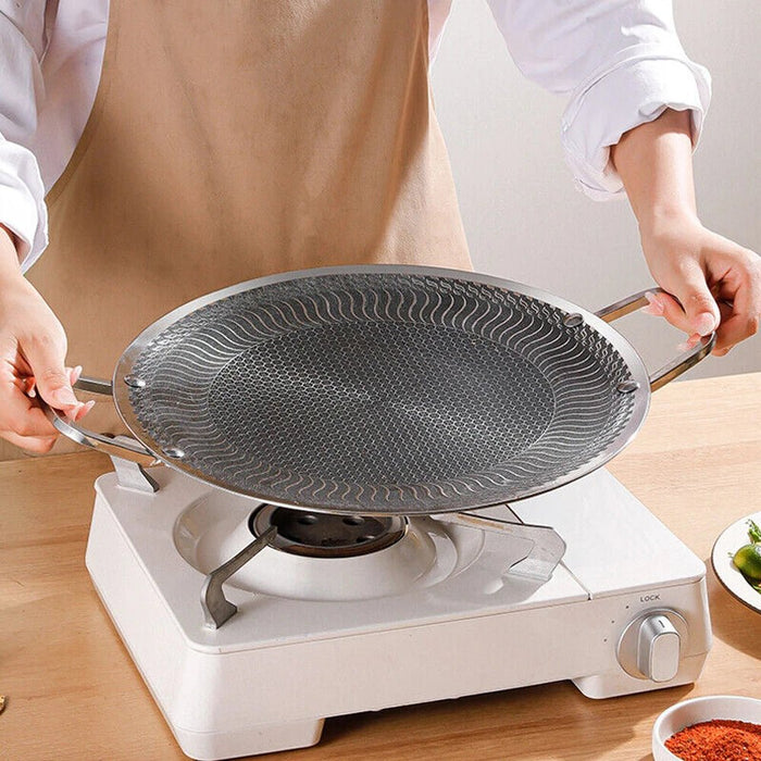 Honeycomb Non - Stick Grill Skewer Plate, 316 Stainless Steel, Portable Barbecue Grill with Handle, Universal Induction Cooktop Compatible, Round Shape, Outdoor Camping BBQ Accessory - Amazingooh Wholesale
