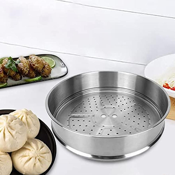 Housoutile 40cm Wok Steamer Dumpling Steamer Steaming Basket for Pot Dedicated Silver Accessories Stainless Steel Basket - Amazingooh Wholesale