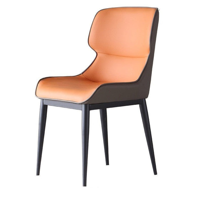 Italian Minimal List Dining Chairs PU Retro Chair Cafe Kitchen Modern Metal Legs x2 - Amazingooh Wholesale