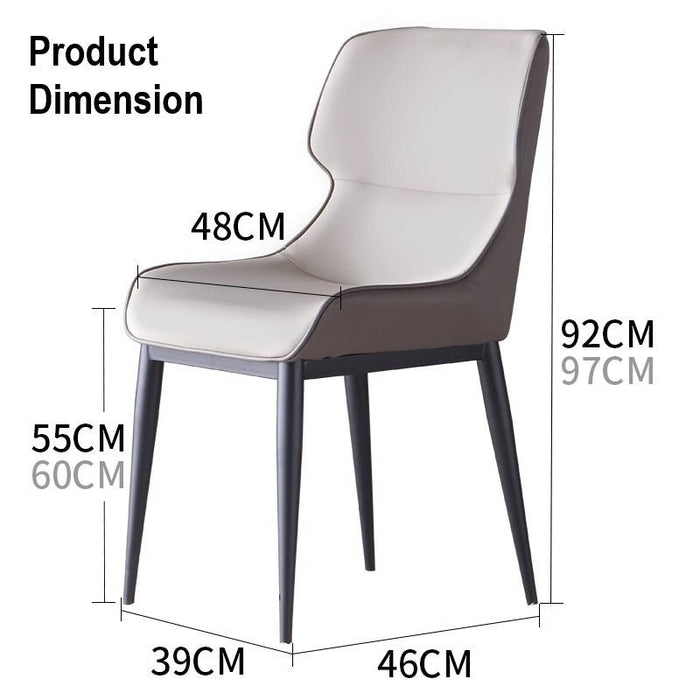 Italian Minimal List Dining Chairs PU Retro Chair Cafe Kitchen Modern Metal Legs x2 - Amazingooh Wholesale