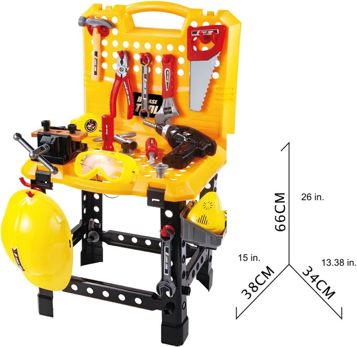 Kids Tool Set Toys for Toddlers Tool Set Kids Workbench Power Tools Workshop with Realistic Electric Drill Safety Goggles Screws Hammer Wrench & More Tools for Kids Tool Bench Toy Work Bench 100pcs - Amazingooh Wholesale