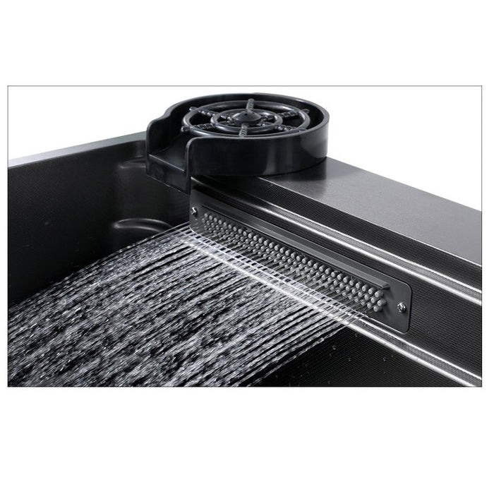 Kitchen Sink 304 Stainless Steel Nano Raindance Waterfall Sink with Pull - Out Tap, Chopping Board, Cup Washer Domestic Single Bowl Big Sink Set Integrated Sinks - Amazingooh Wholesale