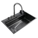 Kitchen Sink 304 Stainless Steel Nano Raindance Waterfall Sink with Pull - Out Tap, Chopping Board, Cup Washer Domestic Single Bowl Big Sink Set Integrated Sinks - Amazingooh Wholesale