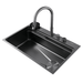 Kitchen Sink 304 Stainless Steel Nano Raindance Waterfall Sink with Pull - Out Tap, Chopping Board, Cup Washer Domestic Single Bowl Big Sink Set Integrated Sinks - Amazingooh Wholesale