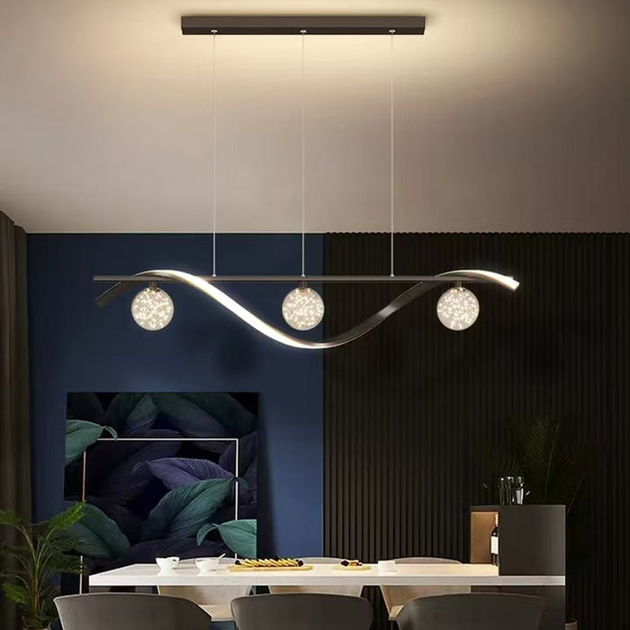 Luxury Hand Blown Glass LED Pendant Light 100cm Adjustable 3 Color Dimmable Remote Control for Dining Bar Living Room - Amazingooh Wholesale